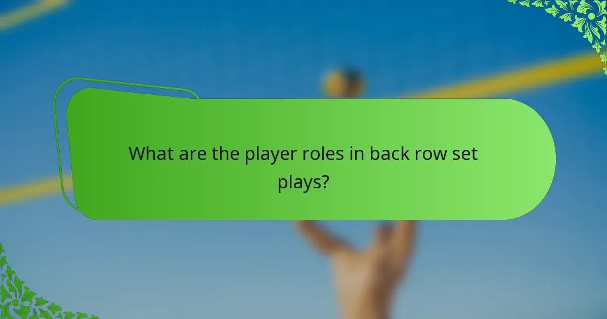 What are the player roles in back row set plays?