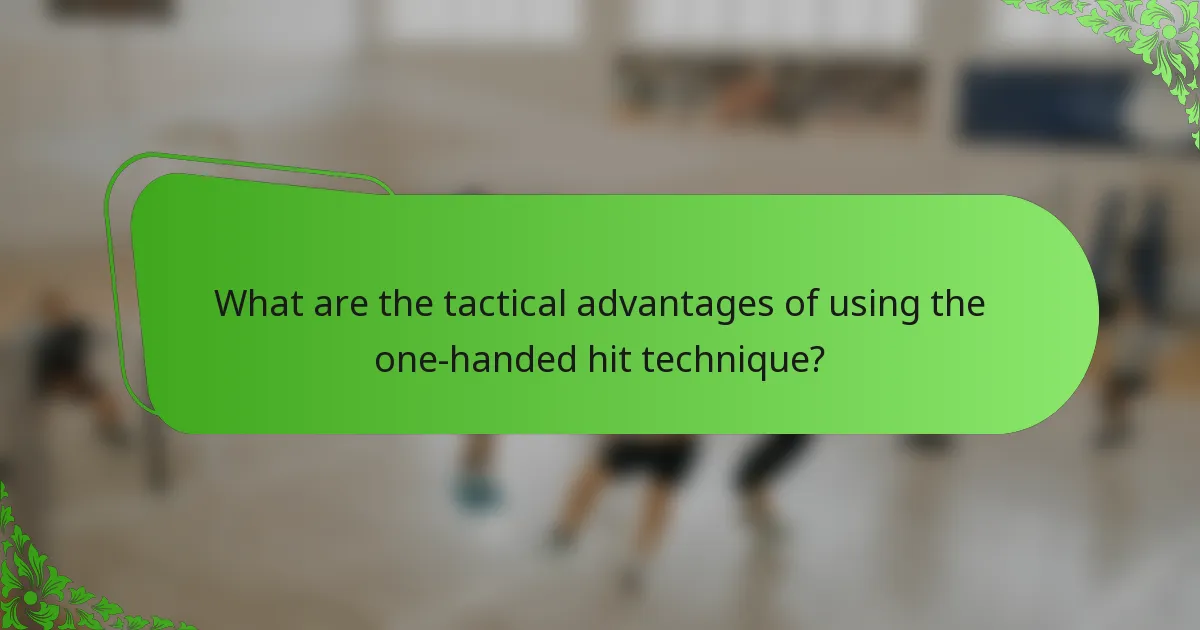 What are the tactical advantages of using the one-handed hit technique?